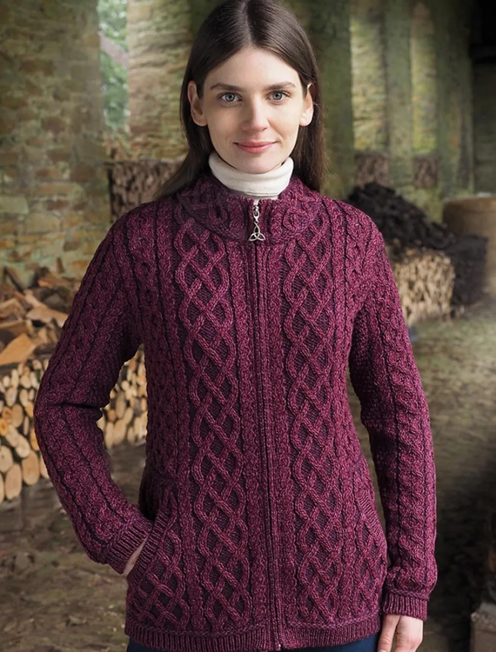 Glenaran Cardigans, Jackets & Coatigans^Plated Cardigan with Celtic Zip