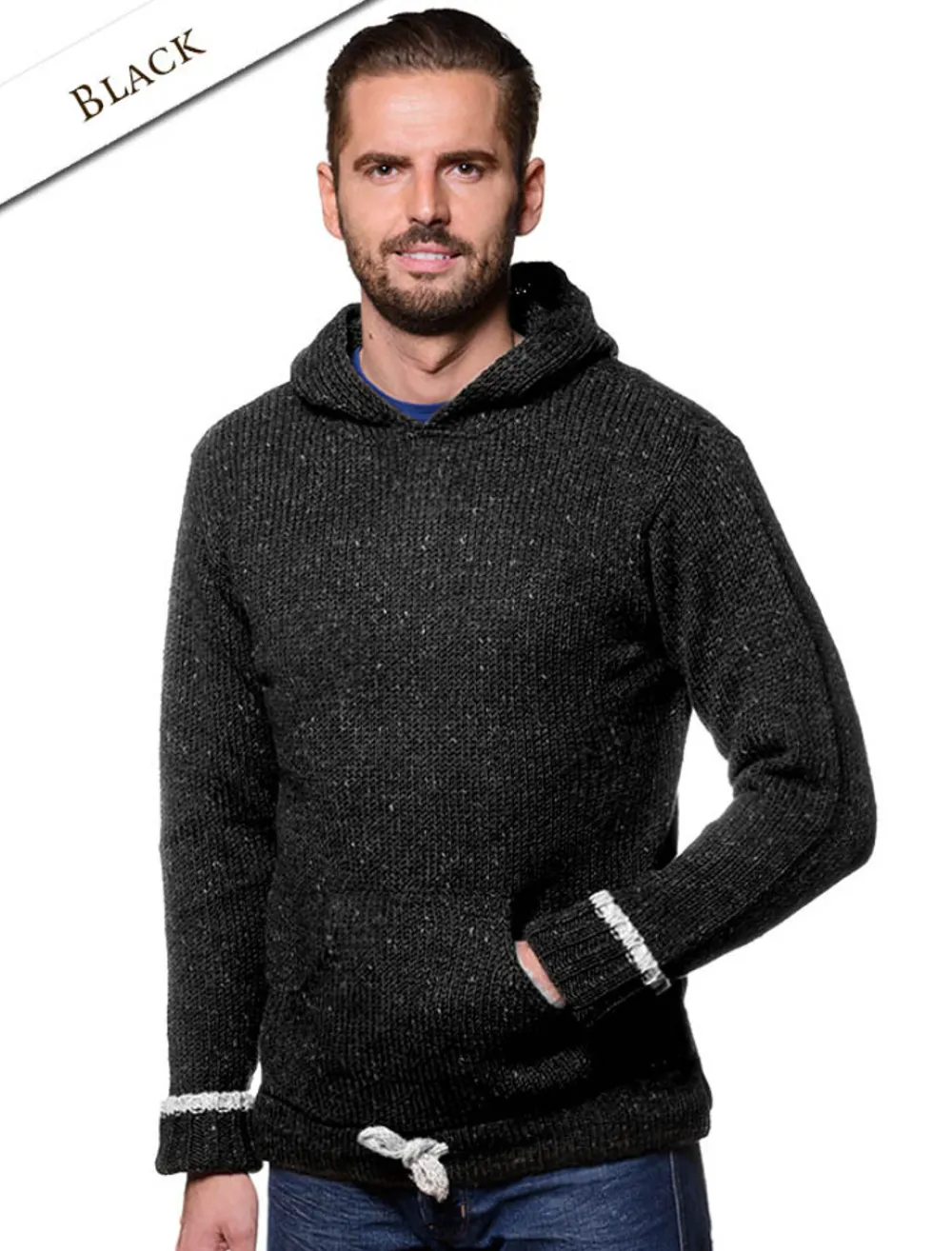Glenaran Sweaters^Men's Wool Hoodie with Pouch Pocket