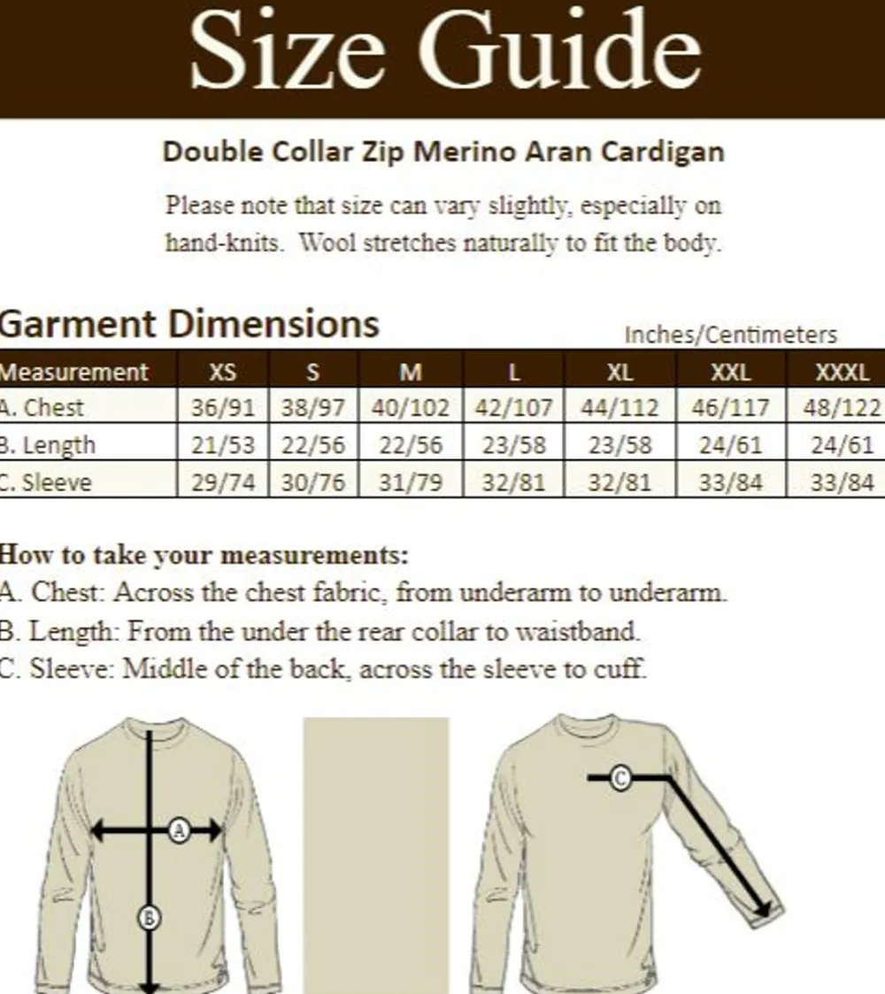 Glenaran Cardigans, Jackets & Coatigans^Double Collar Zip Merino Aran Cardigan