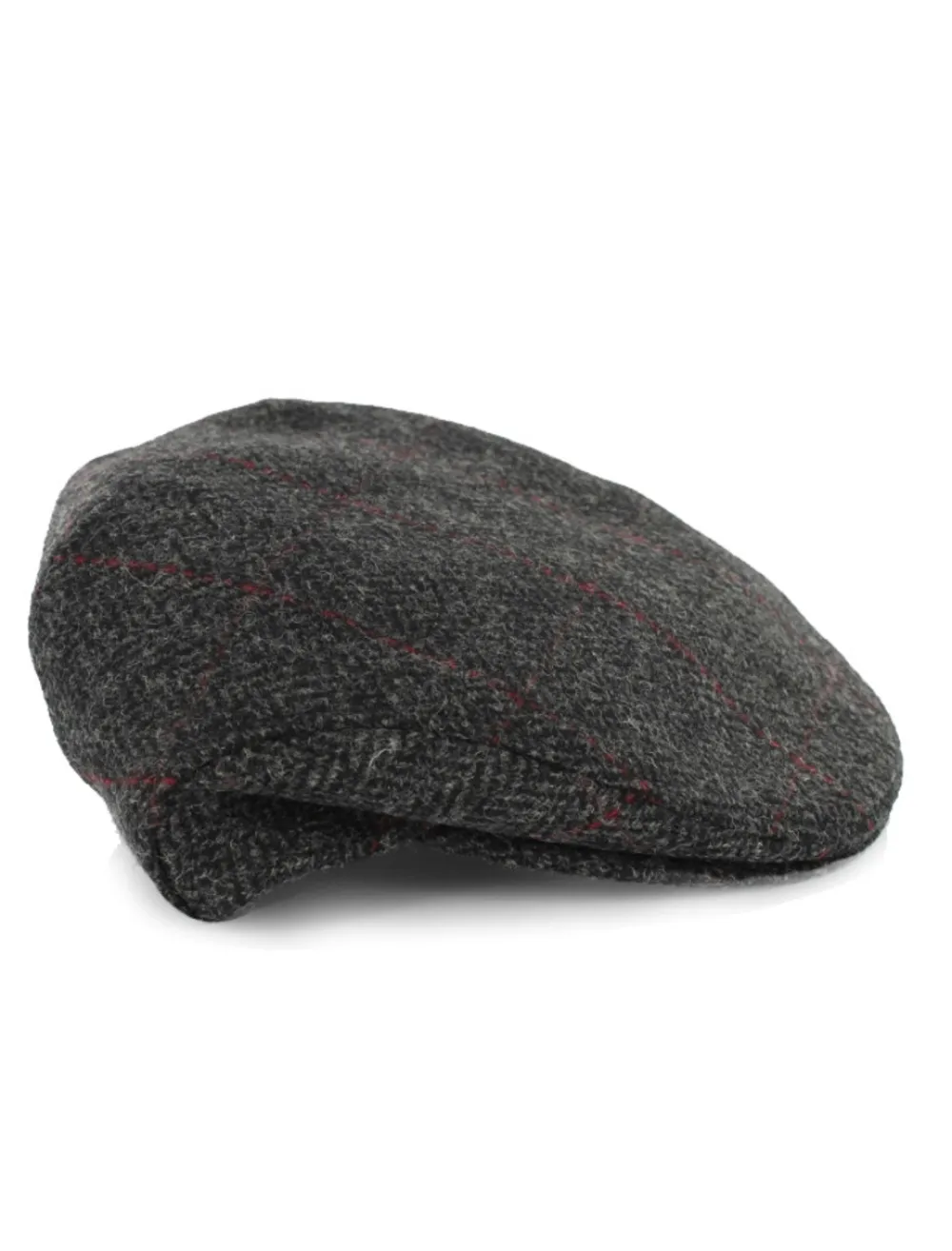 Glenaran Irish Flat Caps^Trinity Tweed Flat Cap - Charcoal with Red