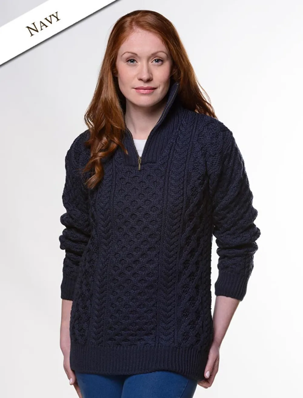 Glenaran Sweaters^Womens Heavyweight Merino Wool Aran Troyer