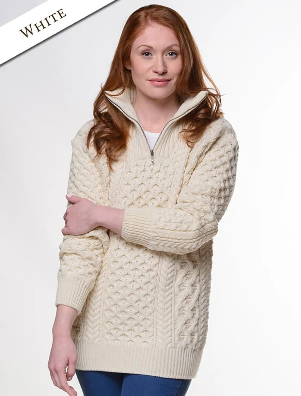 Glenaran Sweaters^Womens Heavyweight Merino Wool Aran Troyer