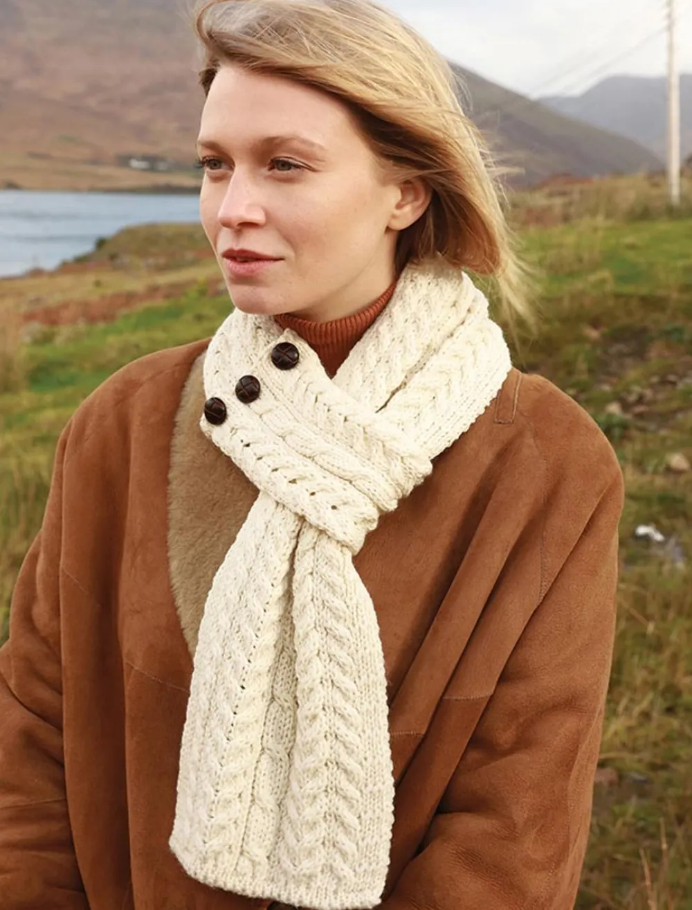 Glenaran Knitted Wool Scarves^Aran Loop Scarf