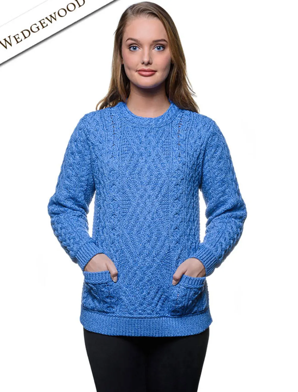 Glenaran Sweaters^Cable Crew Neck Sweater with Pockets