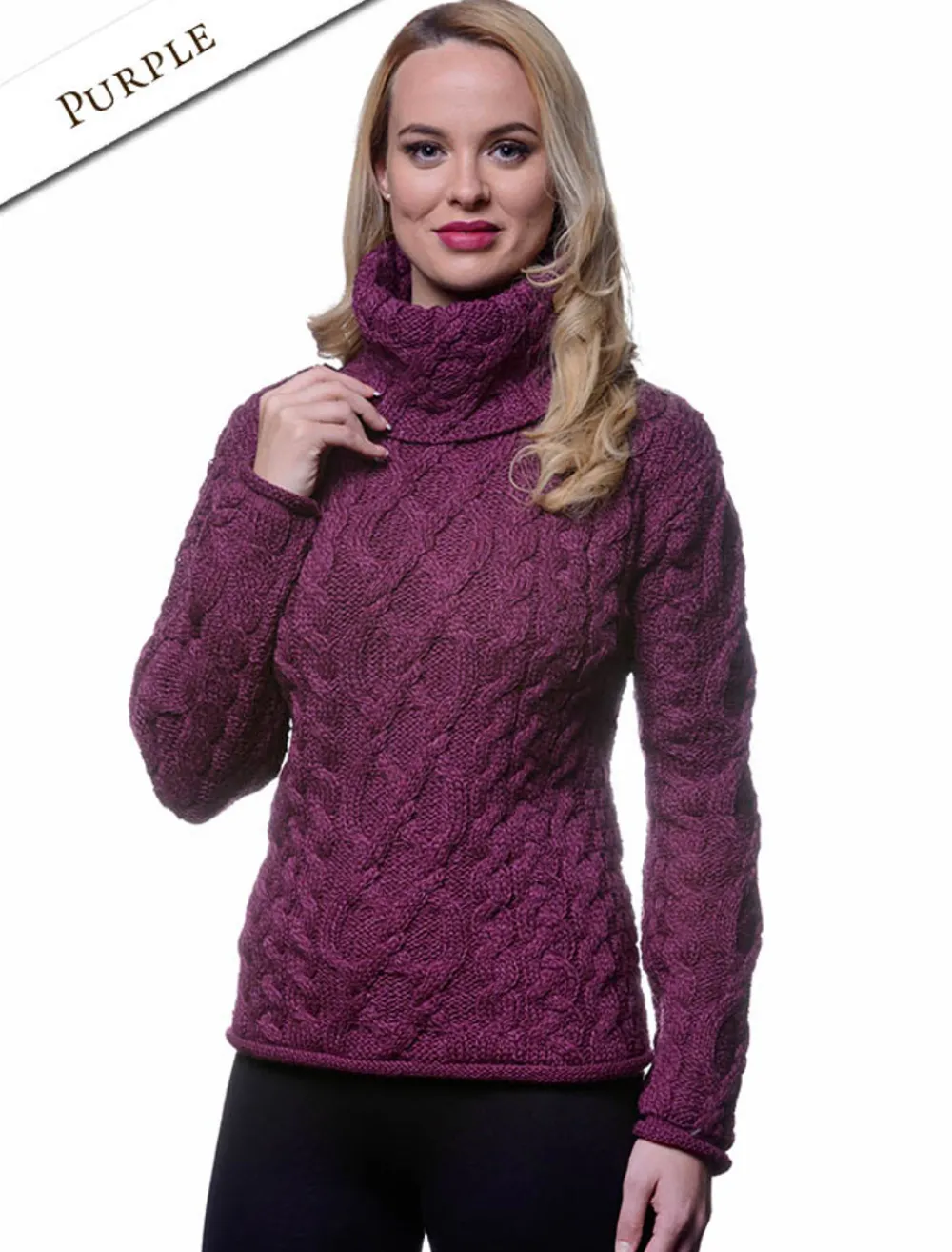 Glenaran Sweaters^Womens Turtleneck Cable Knit Sweater