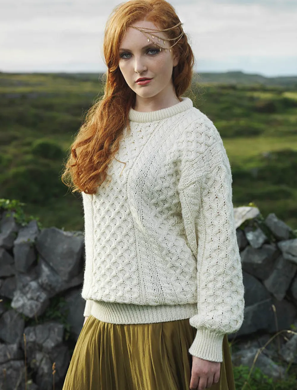 Glenaran Sweaters^Women's Heavyweight Traditional Aran Wool Sweater