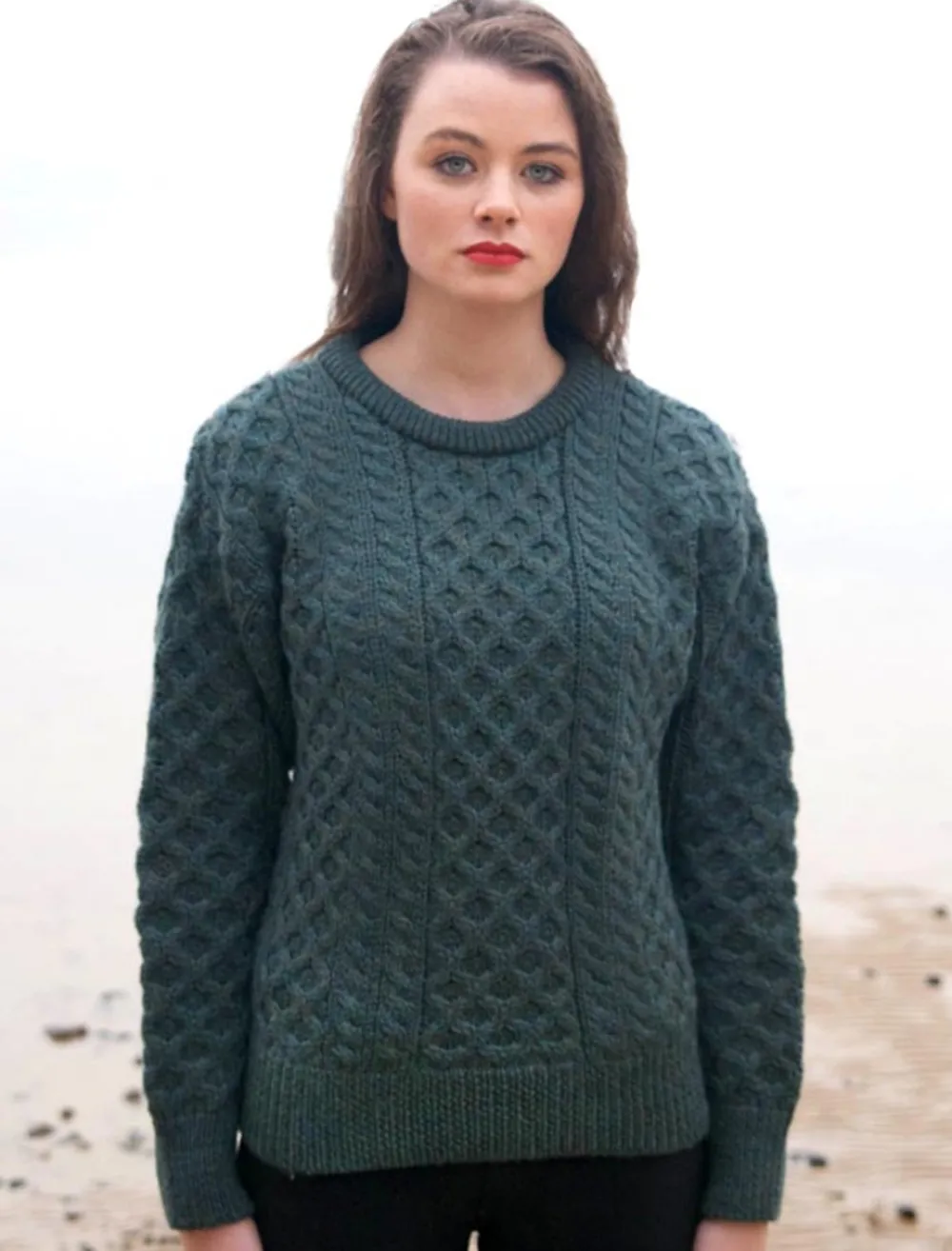 Glenaran Sweaters^Women's Heavyweight Traditional Aran Wool Sweater