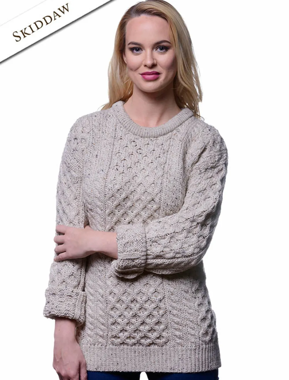 Glenaran Sweaters^Women's Heavyweight Traditional Aran Wool Sweater