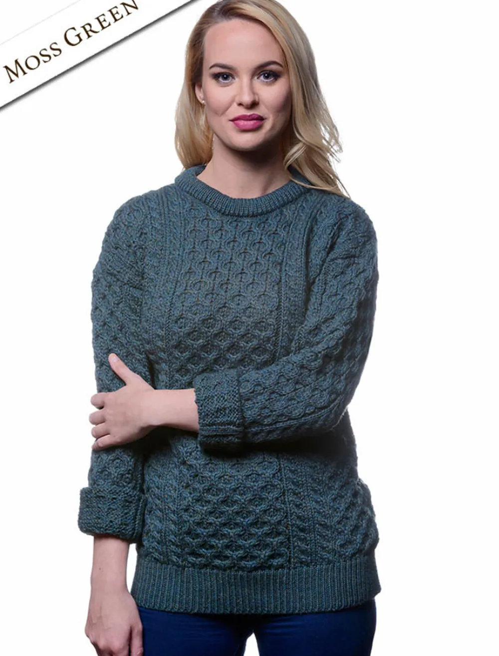 Glenaran Sweaters^Women's Heavyweight Traditional Aran Wool Sweater