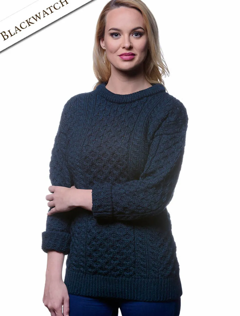Glenaran Sweaters^Women's Heavyweight Traditional Aran Wool Sweater
