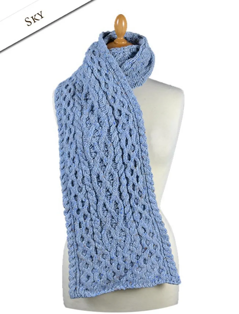 Glenaran Knitted Wool Scarves^Men's Wool Cashmere Aran Honeycomb Scarf