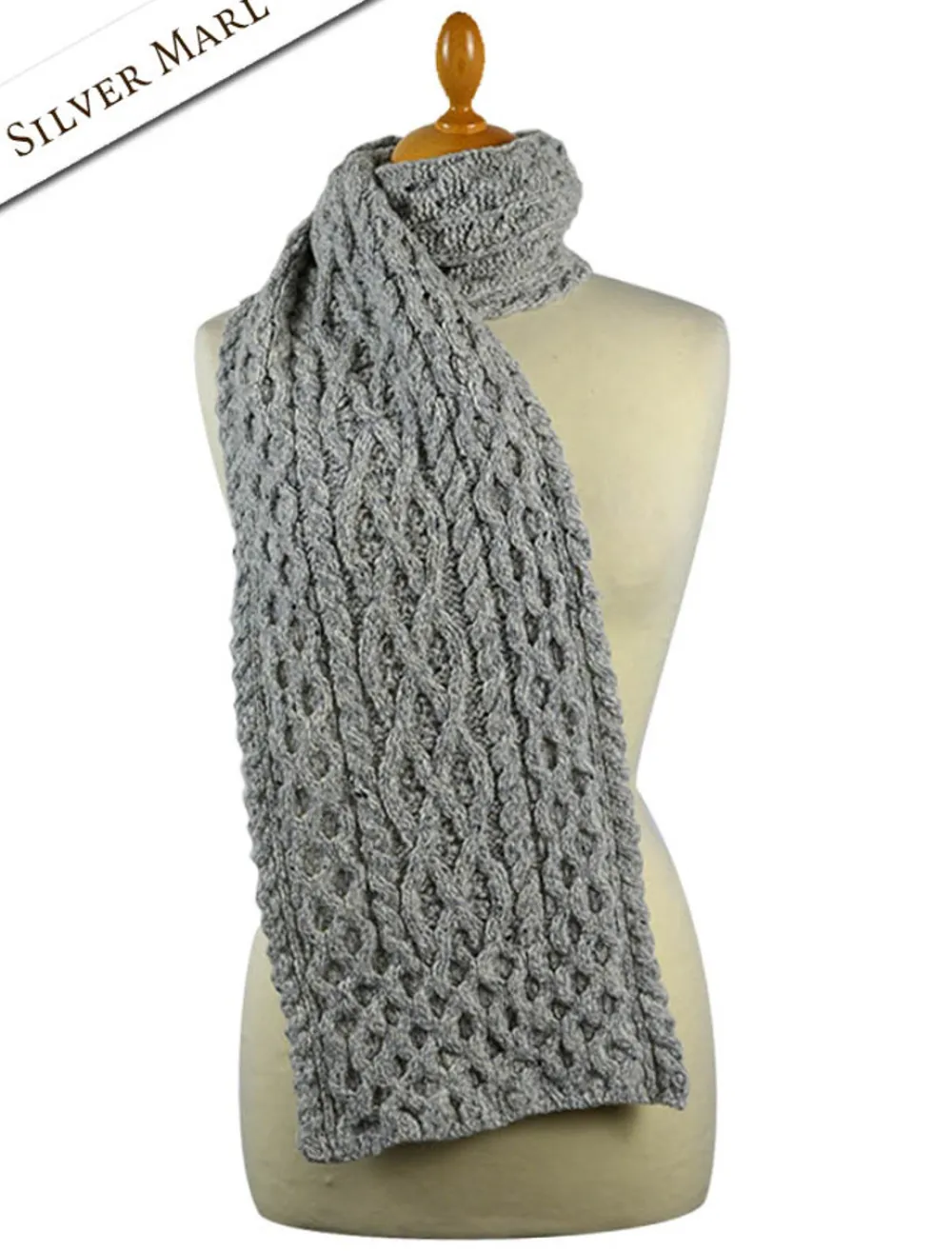 Glenaran Knitted Wool Scarves^Men's Wool Cashmere Aran Honeycomb Scarf