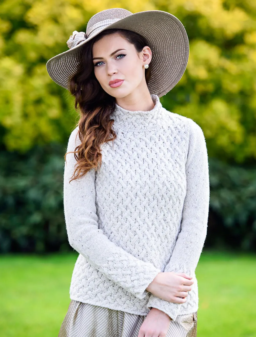 Glenaran Sweaters^Wool Cashmere Aran Trellis Sweater