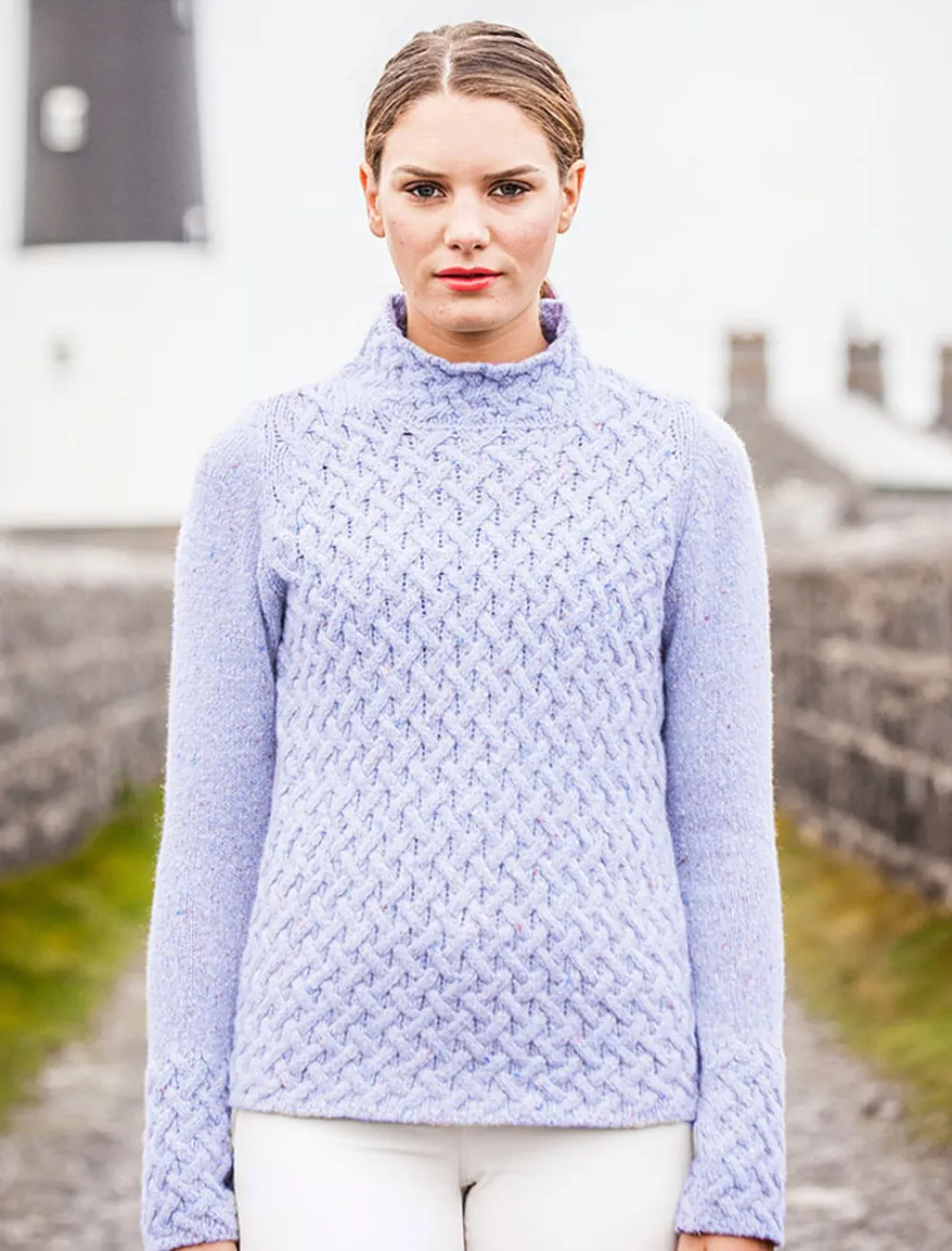 Glenaran Sweaters^Wool Cashmere Aran Trellis Sweater