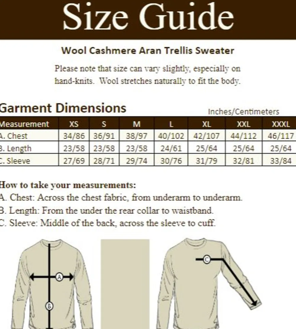 Glenaran Sweaters^Wool Cashmere Aran Trellis Sweater