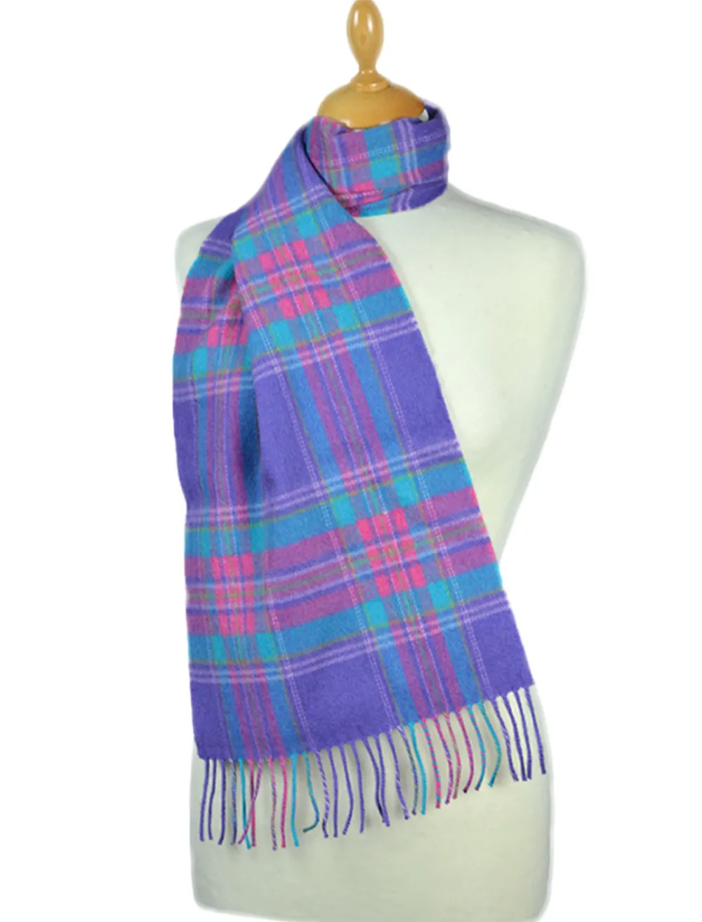 Glenaran Plaid & Tartan Scarves^Fine Merino Plaid Scarf - Purple Blue Pink- DISCONTINUED
