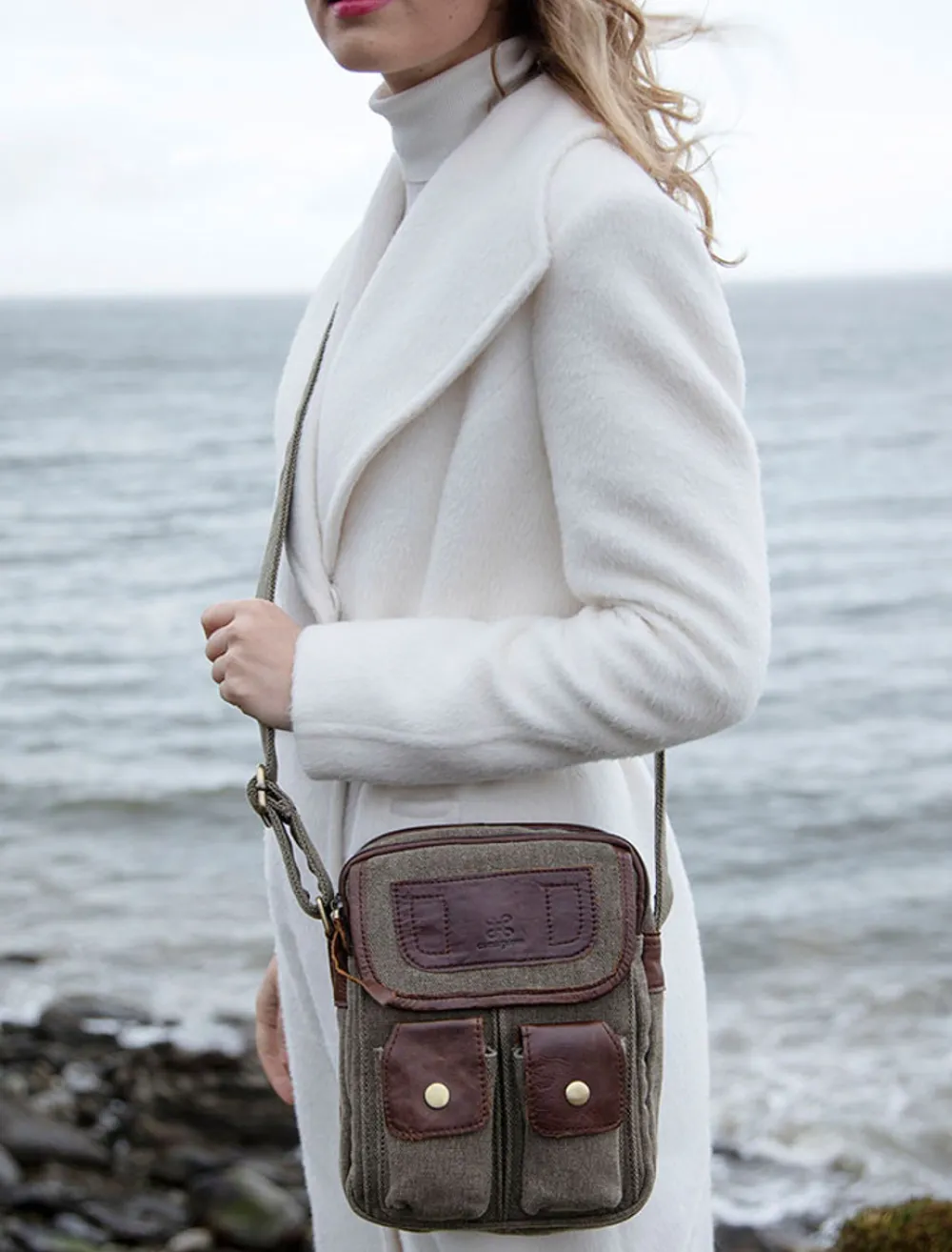 Glenaran Bags And Satchels|Bags And Satchels^Traditional Tweed & Leather Double Pocket Bag