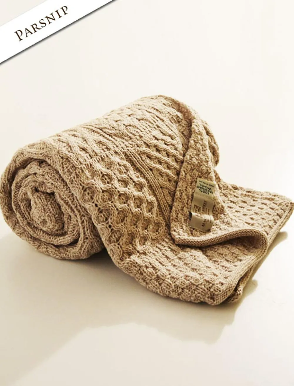 Glenaran Knitted Wool Throws^Aran Patchwork Merino Wool Throw