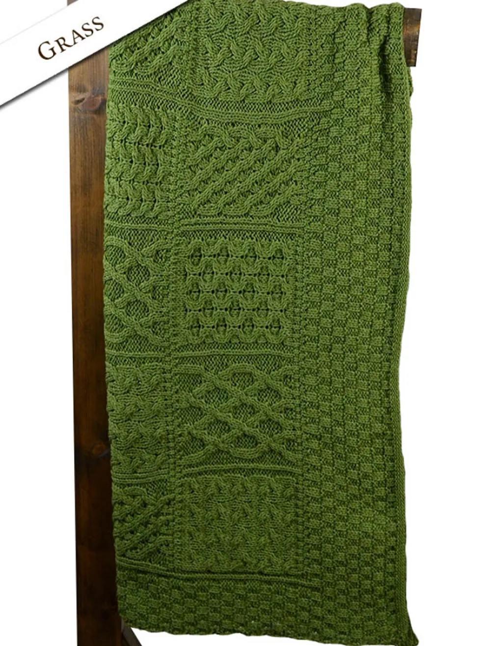 Glenaran Knitted Wool Throws^Aran Patchwork Merino Wool Throw