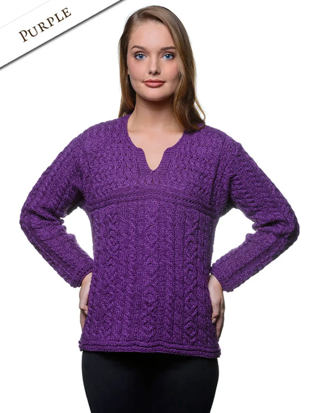 Glenaran Sweaters^Women's Keyhole Crew Neck Sweater
