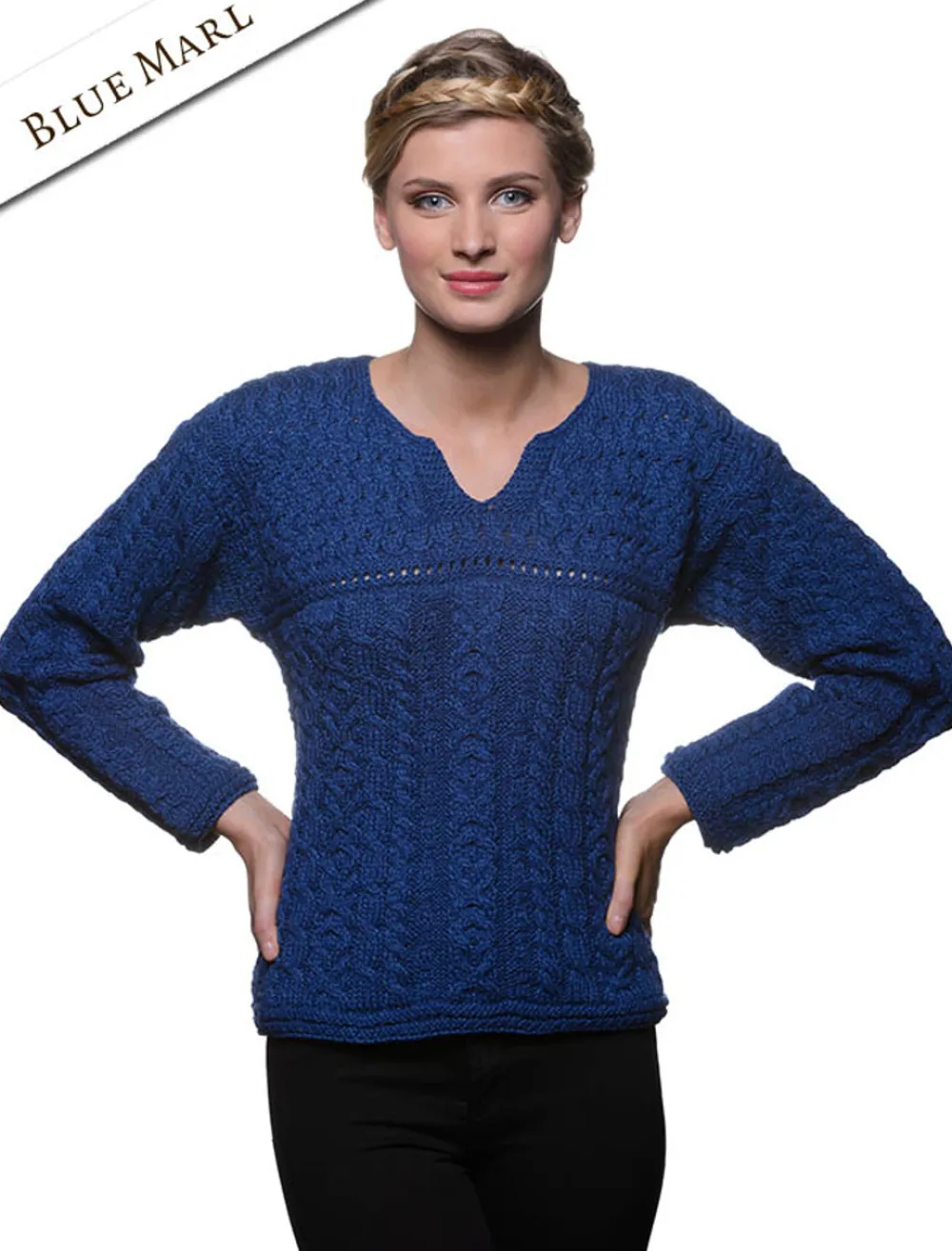Glenaran Sweaters^Women's Keyhole Crew Neck Sweater