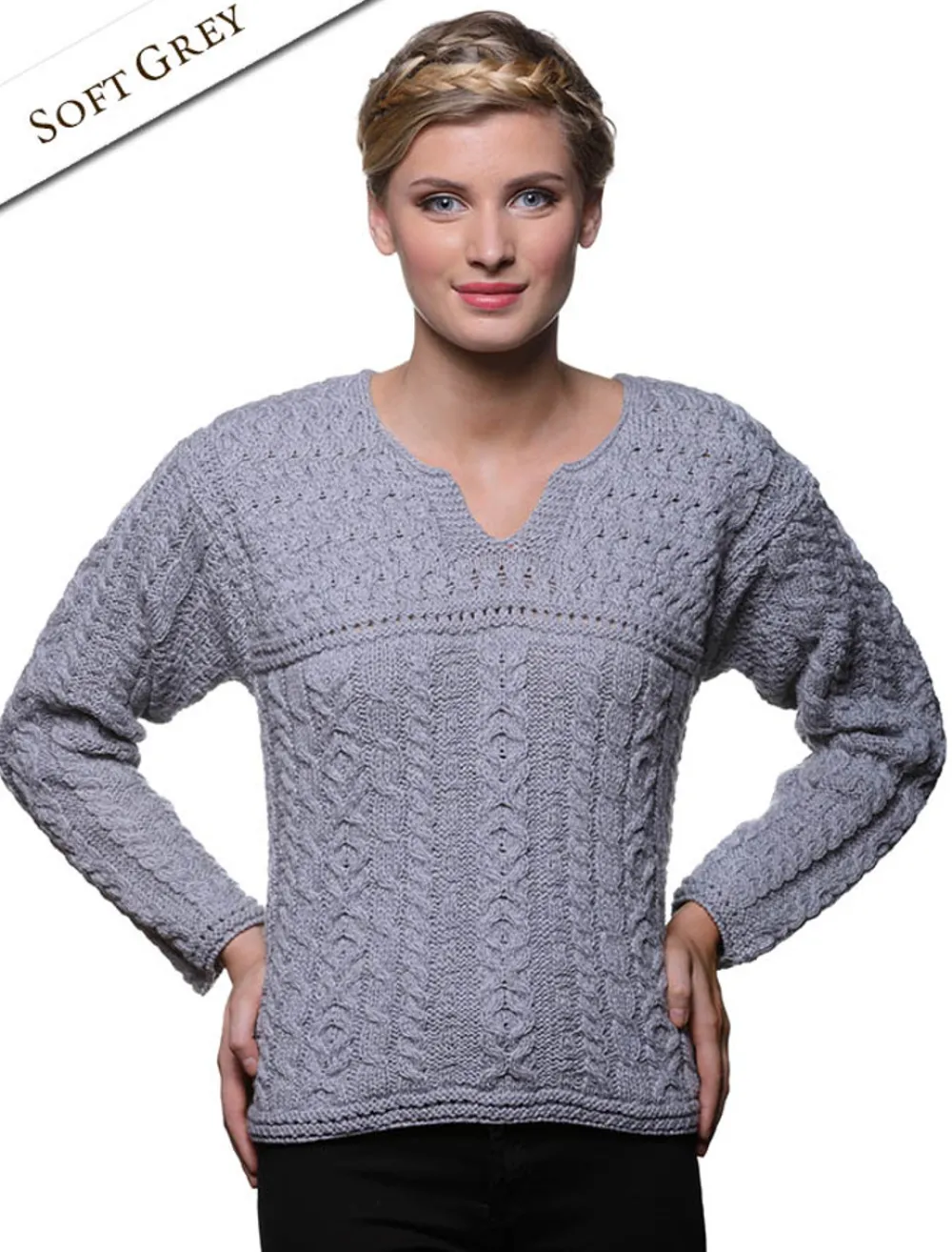 Glenaran Sweaters^Women's Keyhole Crew Neck Sweater