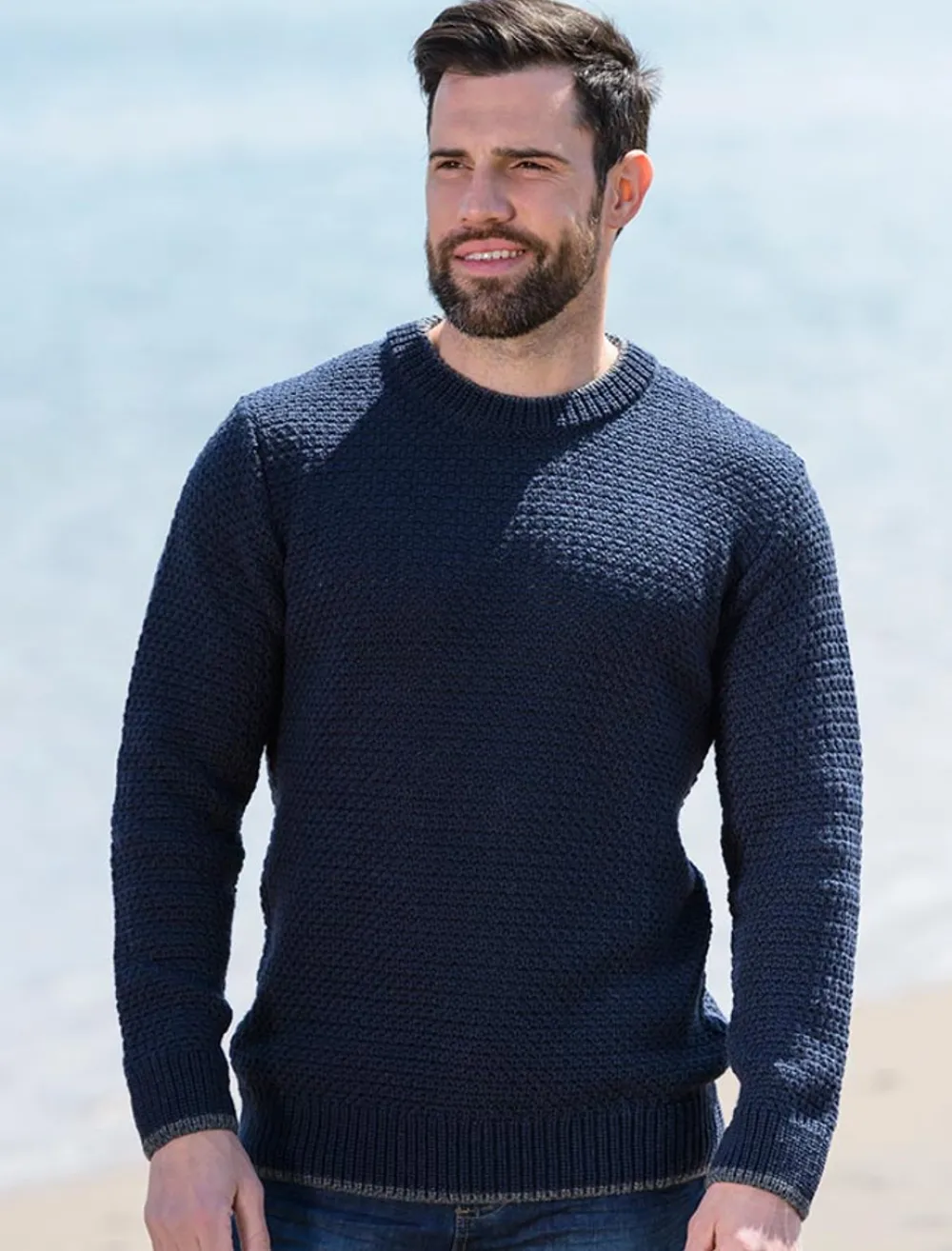Glenaran Sweaters^Merino Textured Crew Neck Sweater