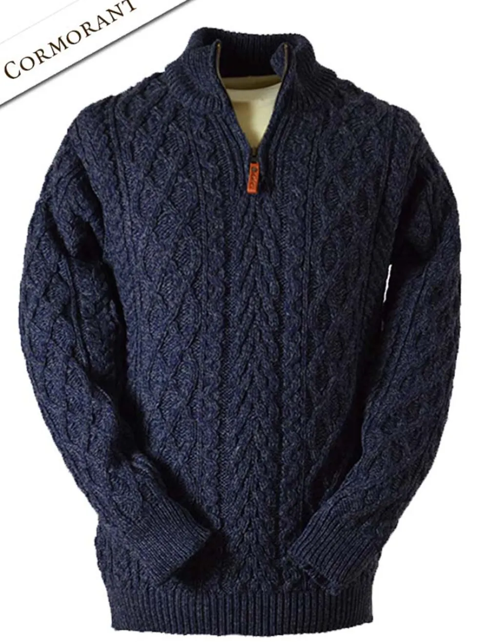 Glenaran Sweaters^Zip-Neck Aran Sweater