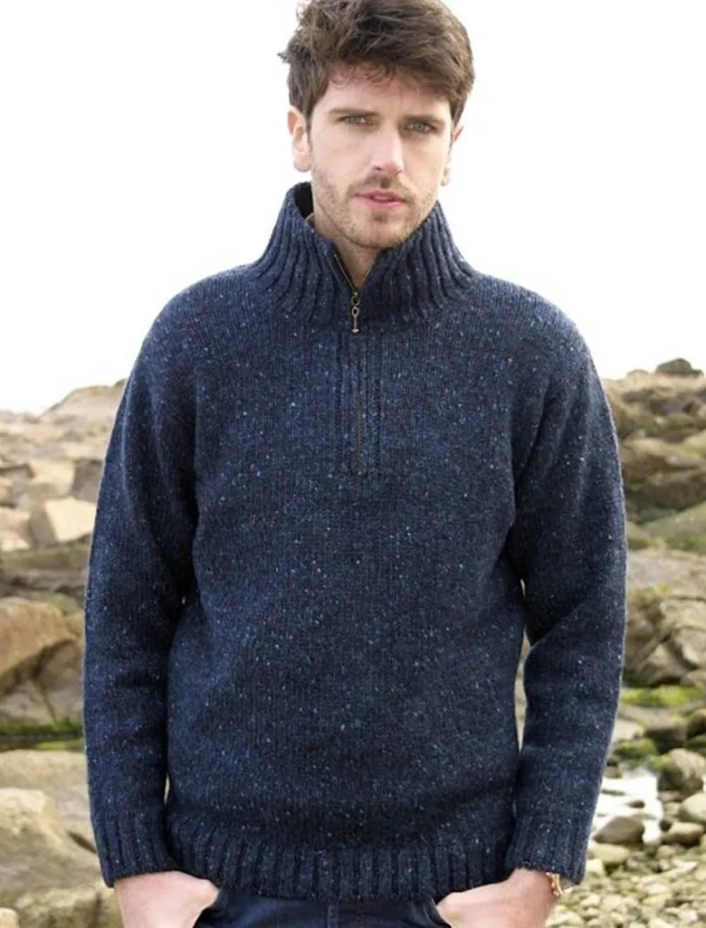 Glenaran Sweaters^Donegal Tweed Half Zip Sweater