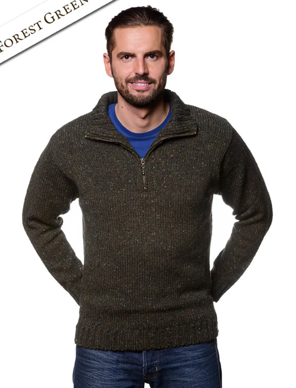 Glenaran Sweaters^Donegal Tweed Half Zip Sweater