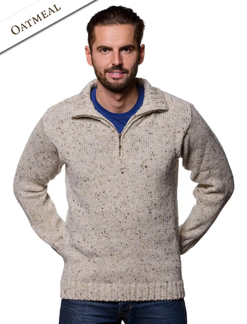 Glenaran Sweaters^Donegal Tweed Half Zip Sweater