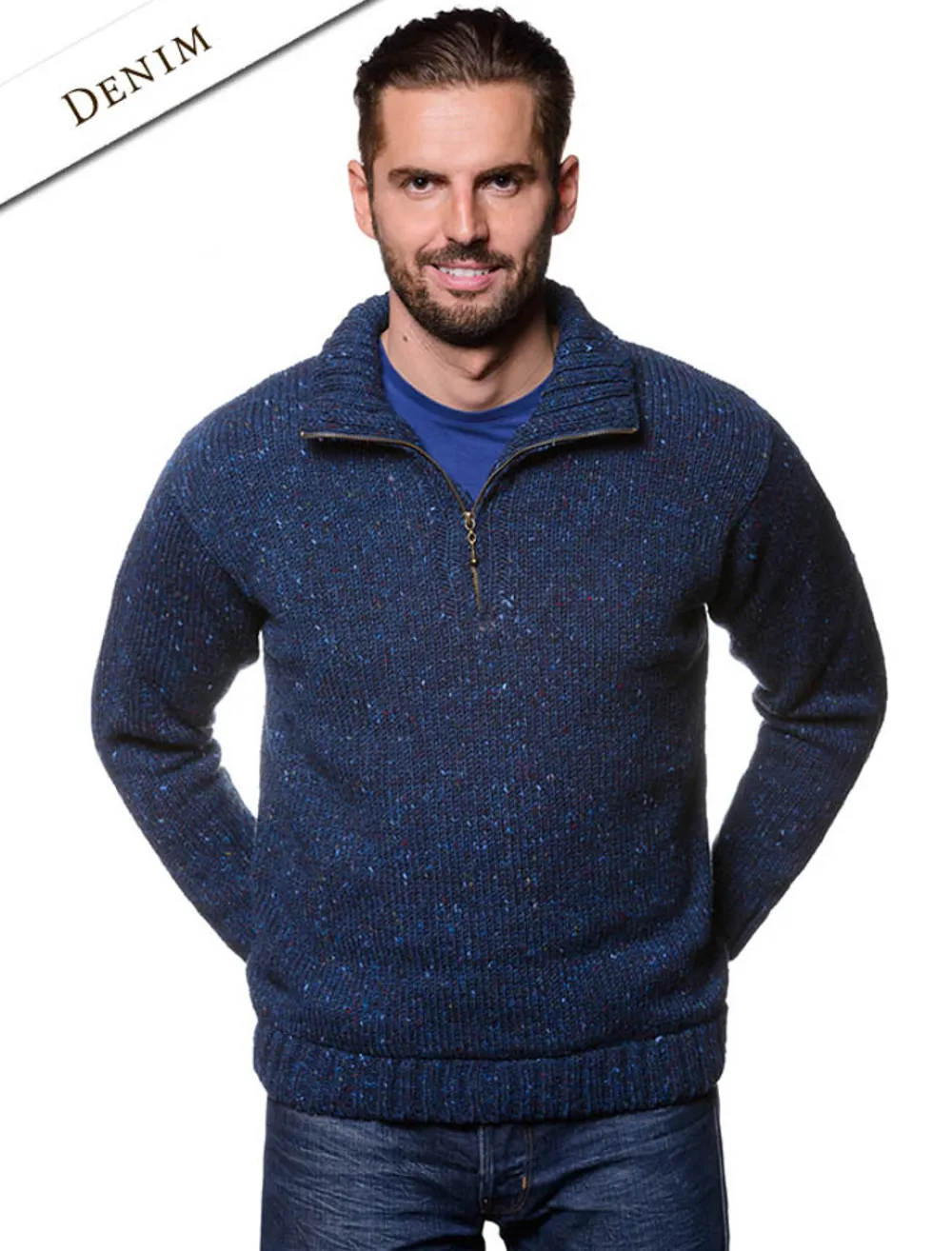 Glenaran Sweaters^Donegal Tweed Half Zip Sweater