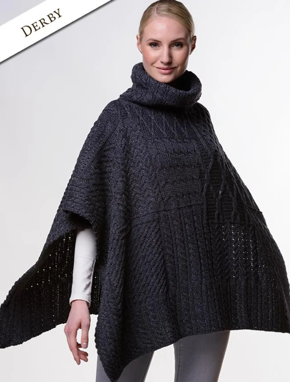 Glenaran Ponchos, Capes & Shawls^Merino Wool Patchwork Poncho with Collar