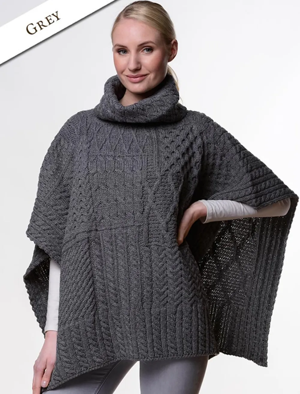 Glenaran Ponchos, Capes & Shawls^Merino Wool Patchwork Poncho with Collar