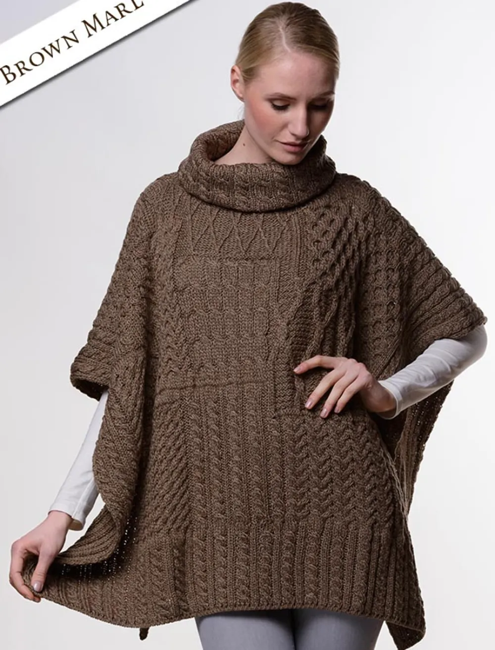 Glenaran Ponchos, Capes & Shawls^Merino Wool Patchwork Poncho with Collar