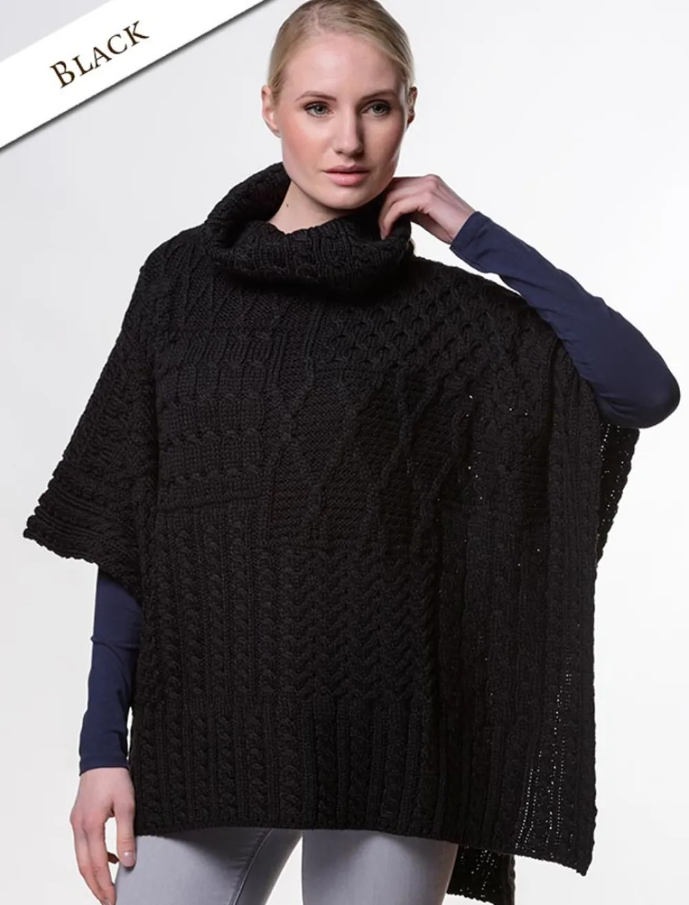 Glenaran Ponchos, Capes & Shawls^Merino Wool Patchwork Poncho with Collar