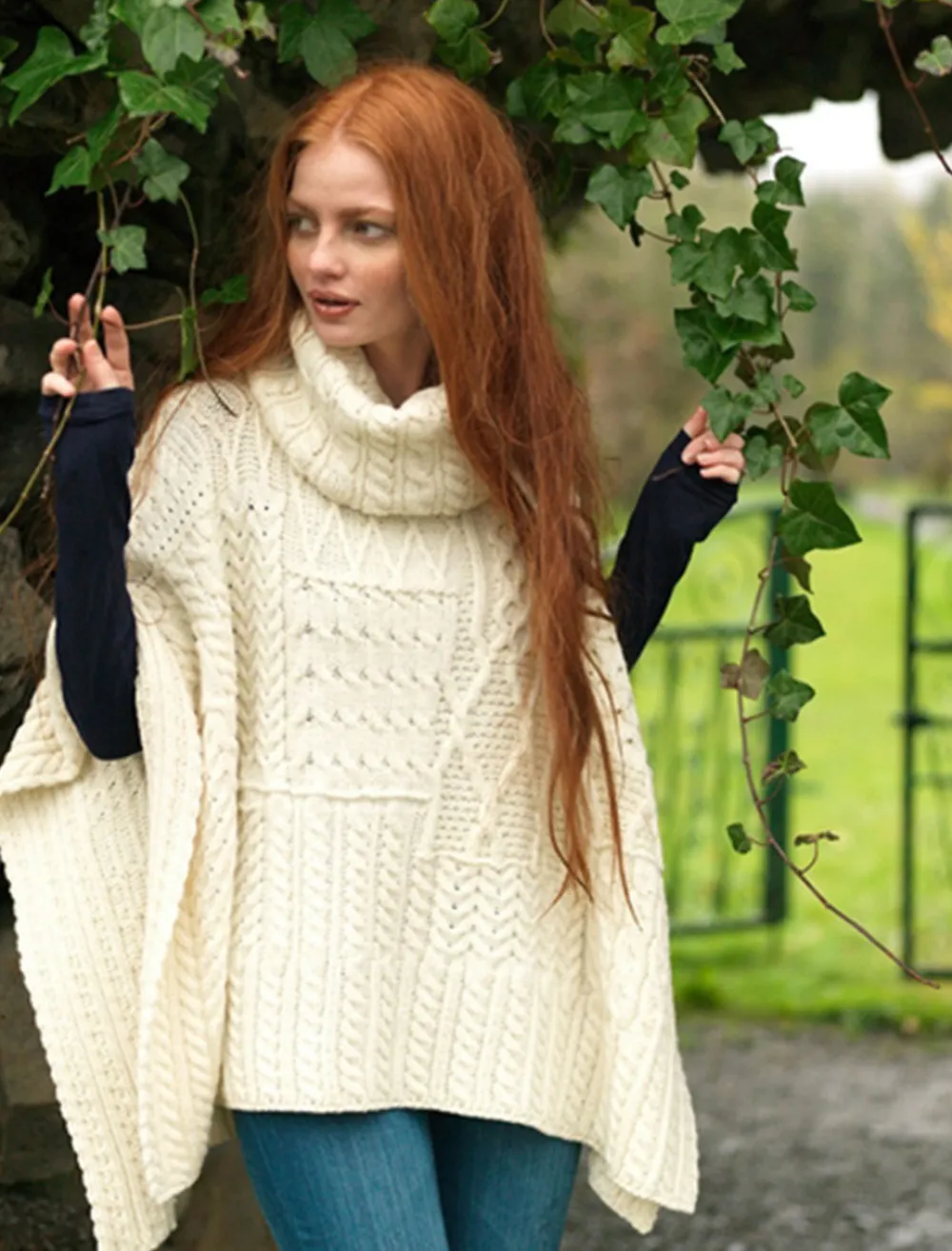 Glenaran Ponchos, Capes & Shawls^Merino Wool Patchwork Poncho with Collar