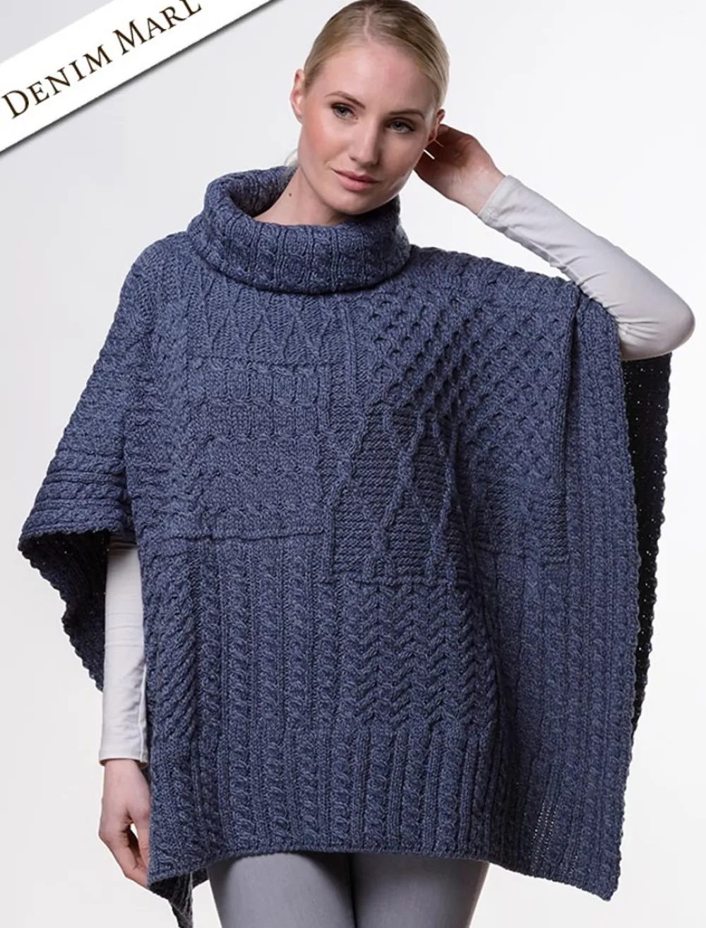 Glenaran Ponchos, Capes & Shawls^Merino Wool Patchwork Poncho with Collar