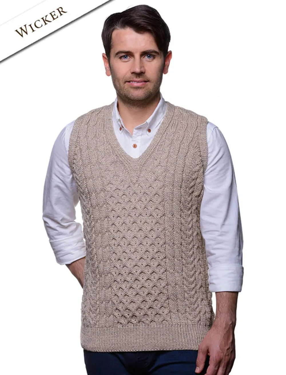 Glenaran Cardigans, Jackets & Coats^V-Neck Aran Slipover