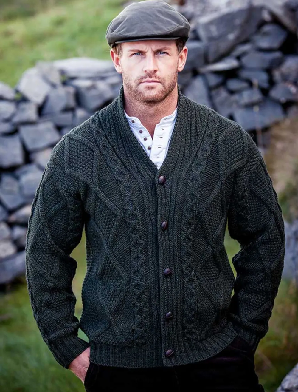 Glenaran Cardigans, Jackets & Coats^Men's Shawl Neck Diamond Cardigan