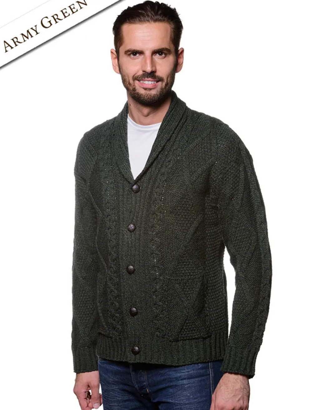 Glenaran Cardigans, Jackets & Coats^Men's Shawl Neck Diamond Cardigan