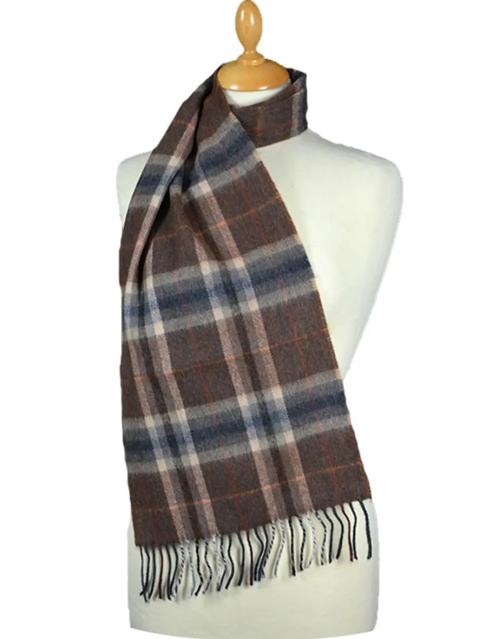 Glenaran Plaid & Tartan Scarves|Plaid & Tartan Scarves^Fine Merino Plaid Scarf - Brown Grey