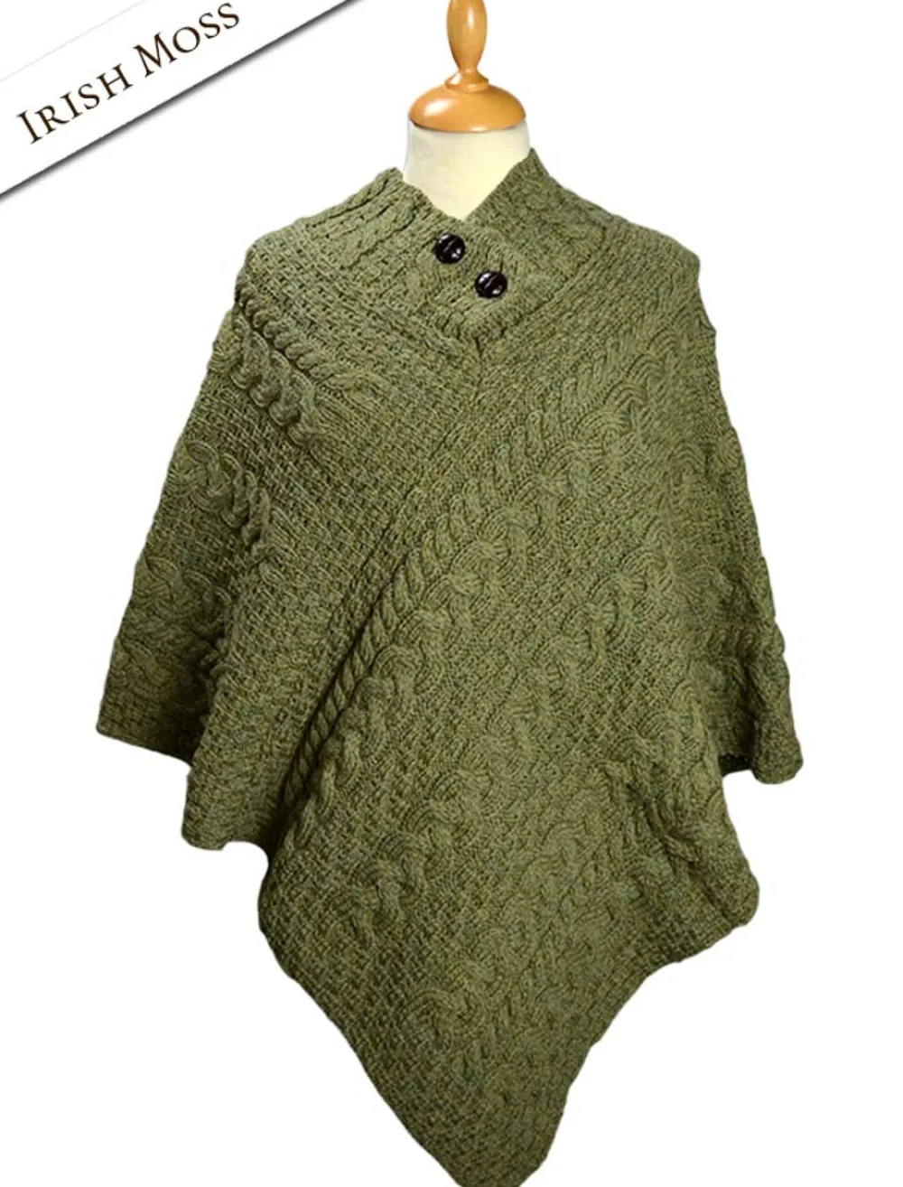 Glenaran Ponchos, Capes & Shawls^Cable Aran Poncho With Button Detail