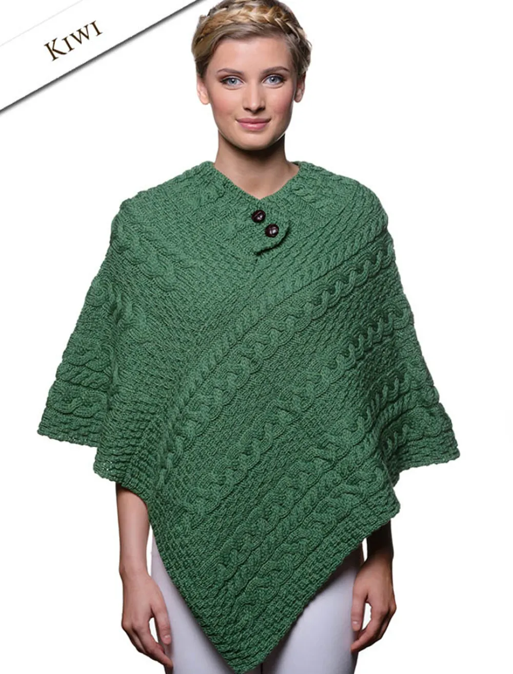Glenaran Ponchos, Capes & Shawls^Cable Aran Poncho With Button Detail