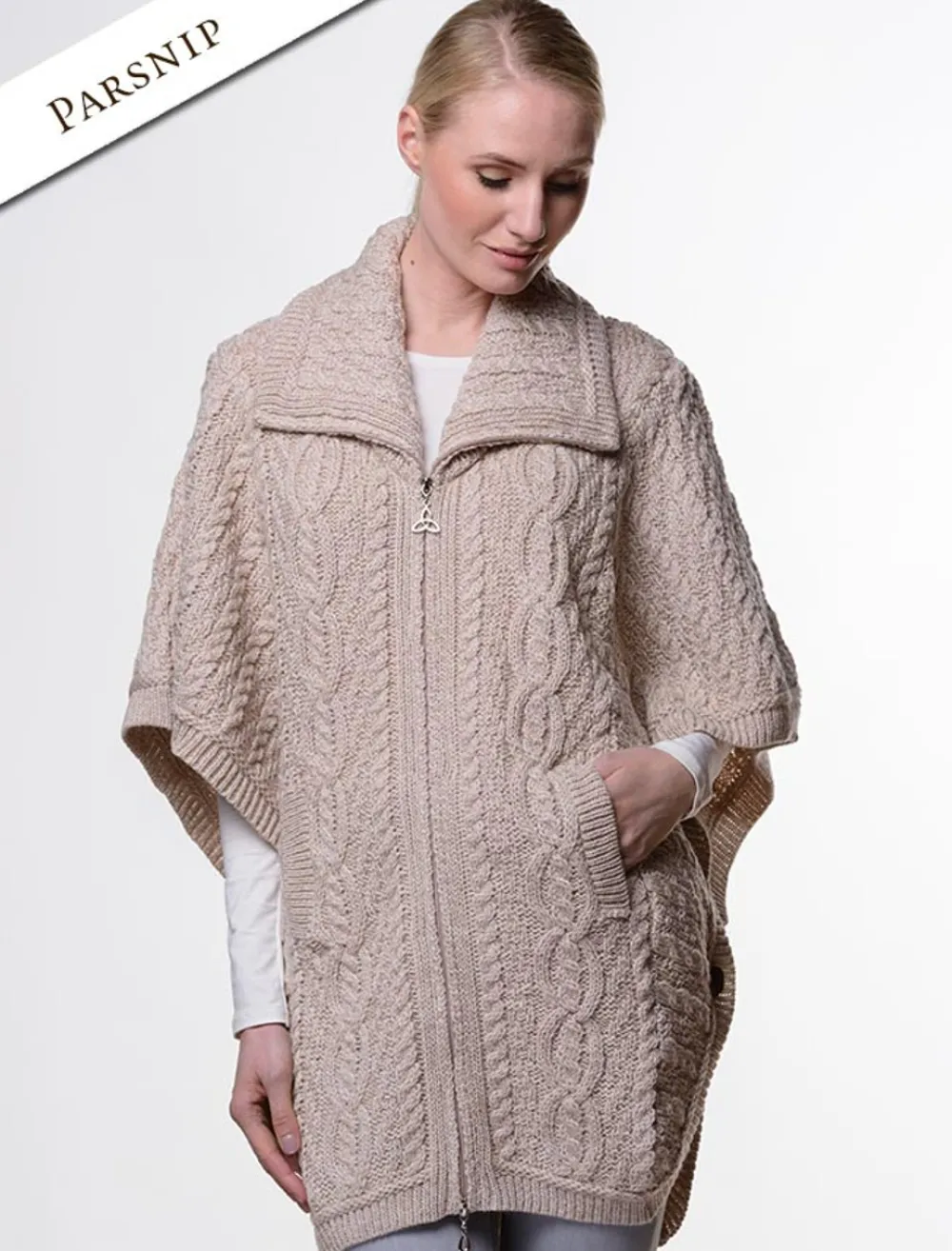 Glenaran Cardigans, Jackets & Coatigans^Batwing Jacket with Celtic Knot Zipper Pull