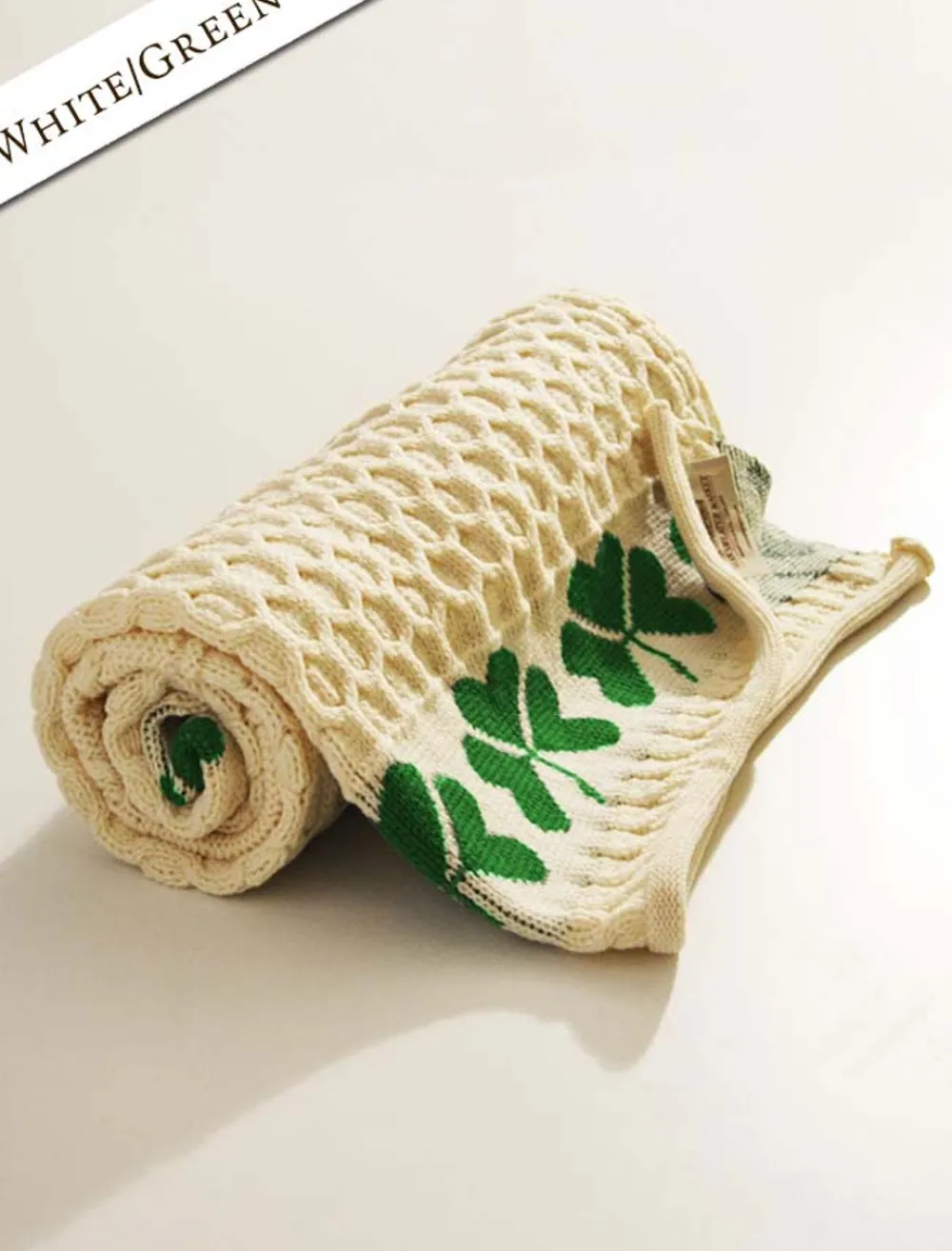 Glenaran Knitted Wool Throws^Medium Merino Shamrock Throw