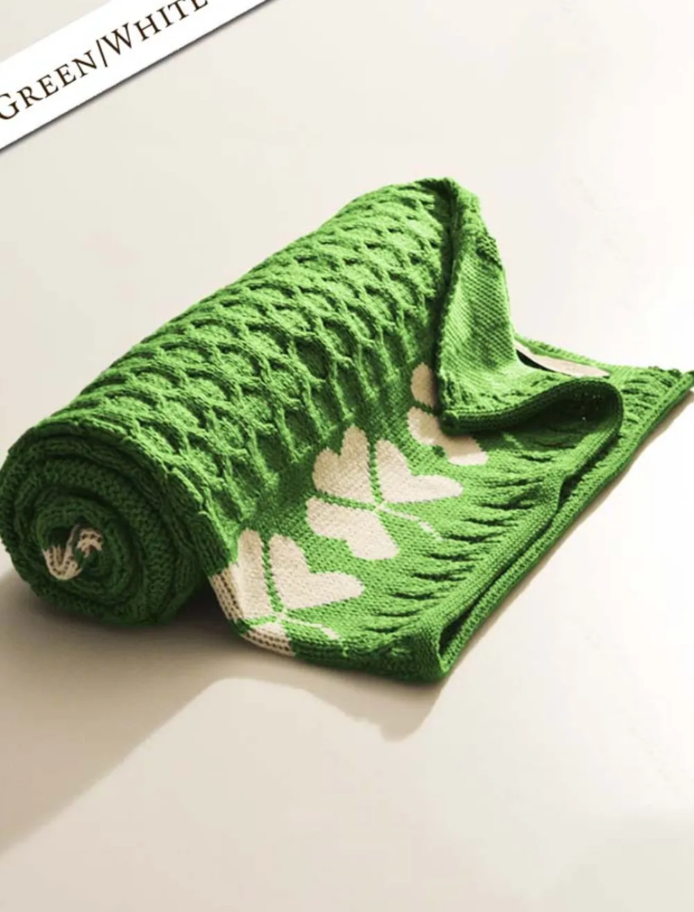Glenaran Knitted Wool Throws^Medium Merino Shamrock Throw