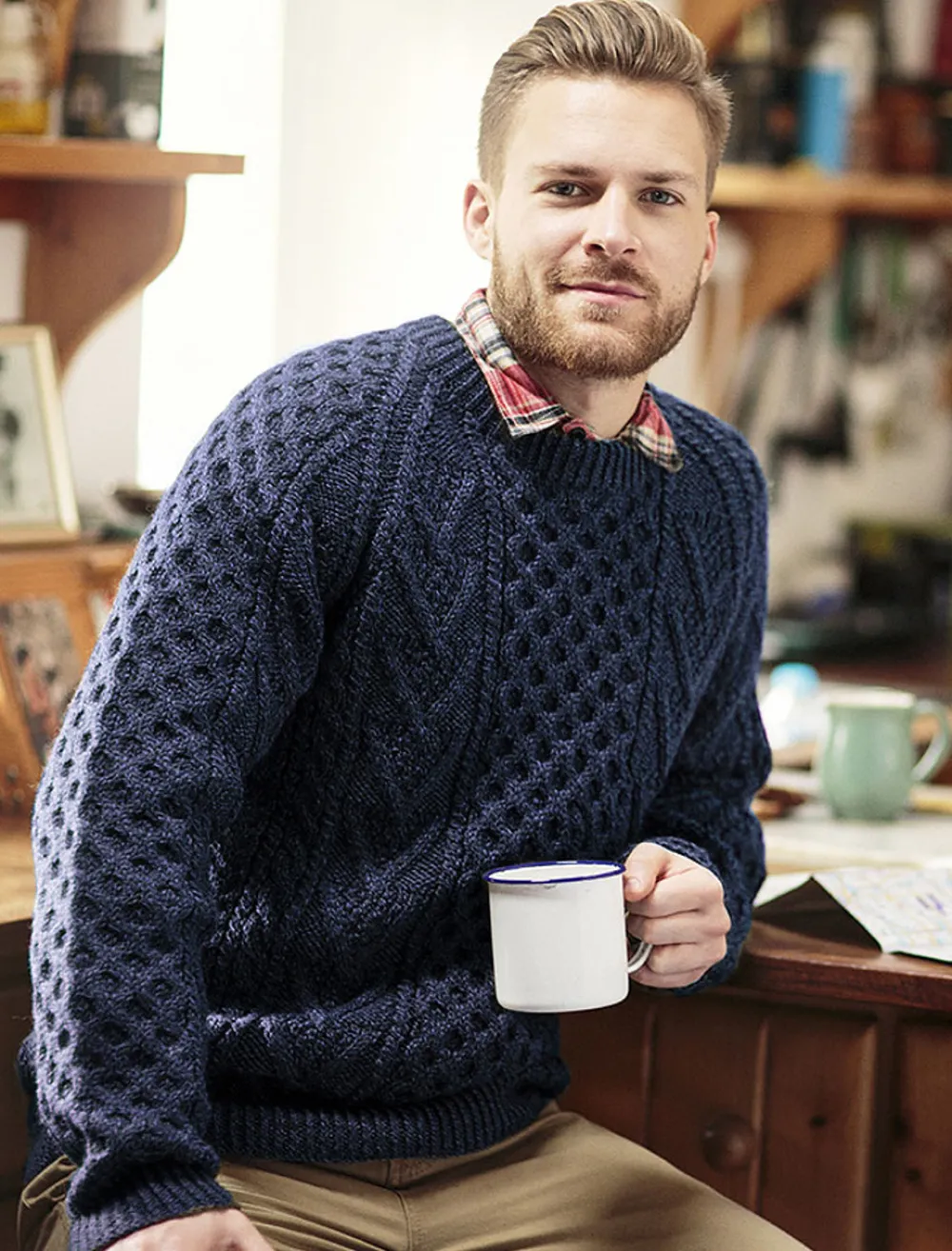Glenaran Sweaters^Mens Hand-knit Chevron Stitch Sweater