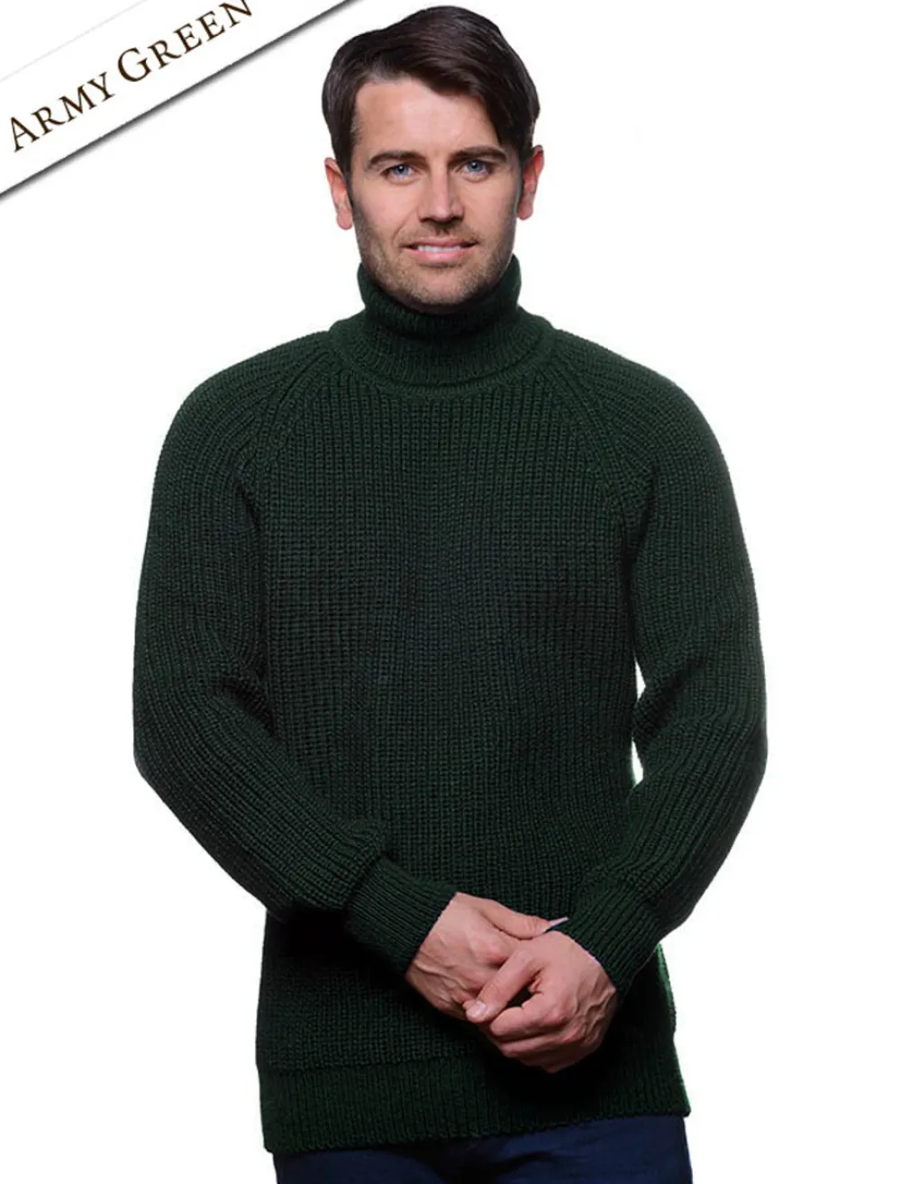 Glenaran Sweaters^Fisherman's Merino Ribbed Turtleneck Sweater