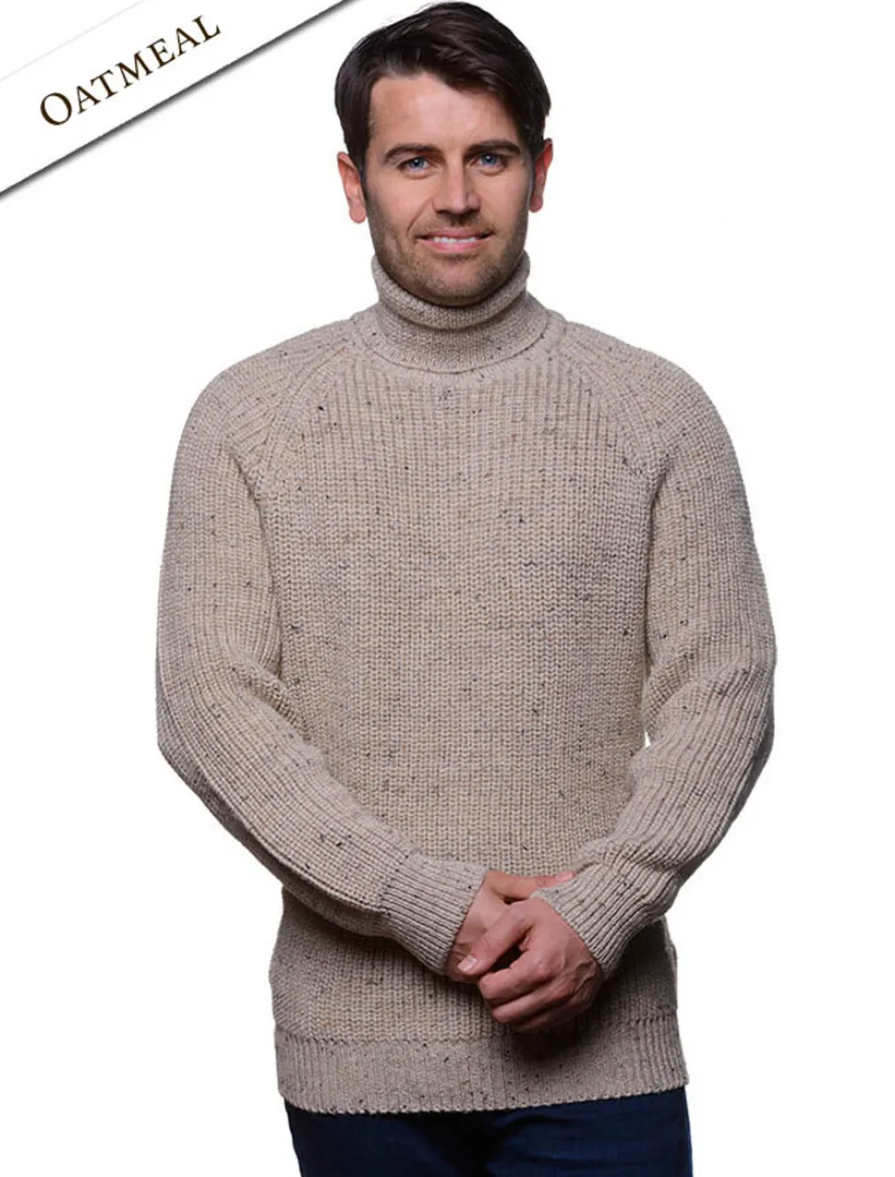 Glenaran Sweaters^Fisherman's Merino Ribbed Turtleneck Sweater